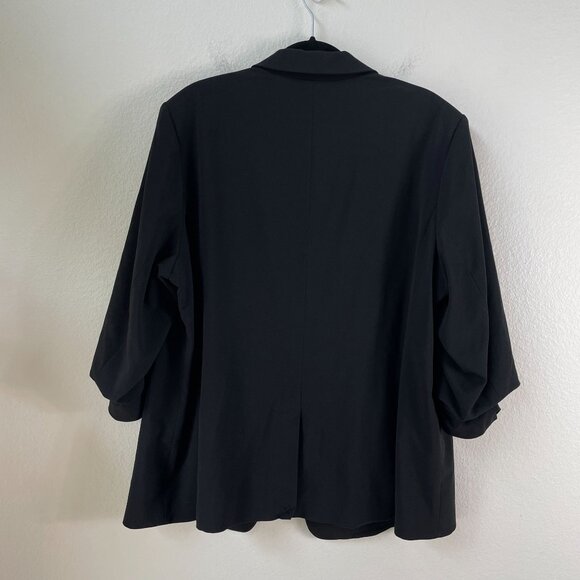 Michael Kors Womens Plus 20W Boyfriend Blazer Black Ruched 3/4 Sleeve Jacket - Picture 6 of 8